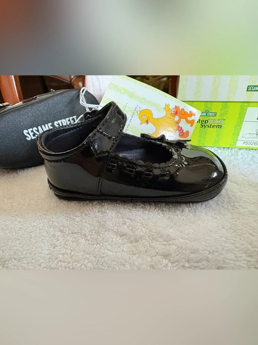 NIB Sesame Street Baby Shoes, Black Mary-Janes, size 2